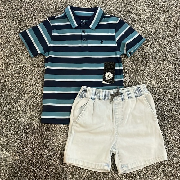 Volcom Other - NEW! VOLCOM 2-PIECE DENIM SHORT AND POLO SET. SIZE 4T. BOYS.